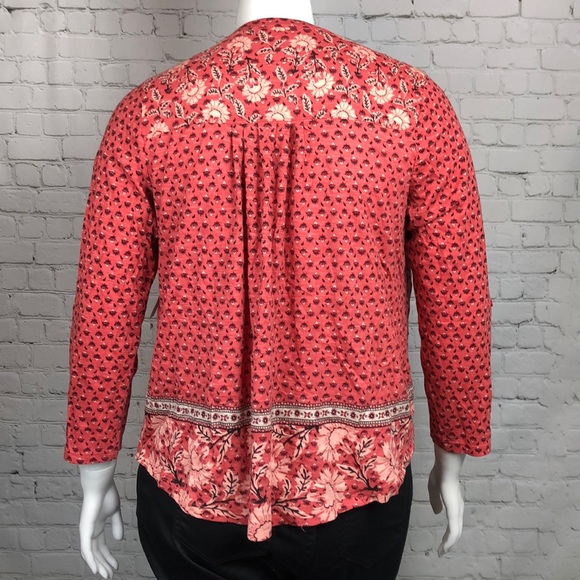0X 1X Style & Co Pink Floral Splitneck Top Plus Sz - Picture 3 of 7